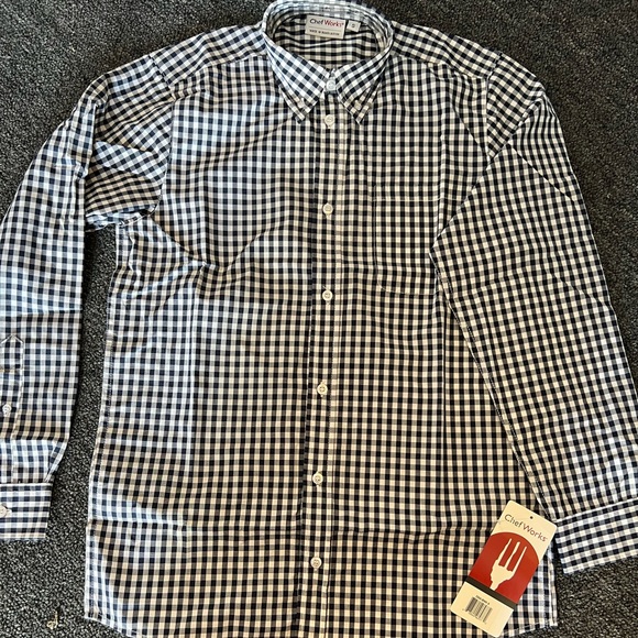 Men’s ChefWorks Gingham Long sleeve button down - Picture 1 of 3